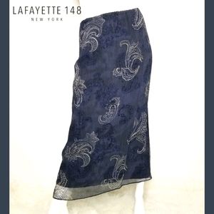 LAFAYETTE 148 NEW YORK Petite Navy Blue Silk Skirt
